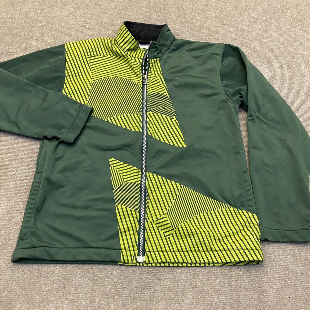 SPYDER Jacket Full Zip‎ Green Geometric Strip Long Sleeve Youth Size 16 Boys